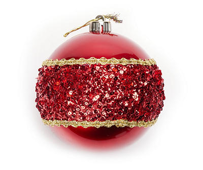 Red Sequin Band Jumbo Ball Ornament