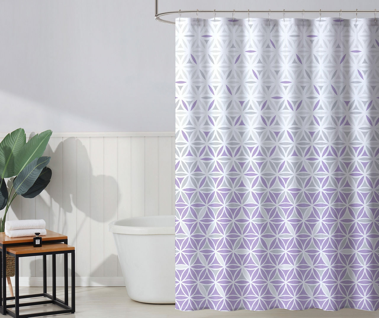 Purple & Gray Geometric Circle PEVA Shower Curtain