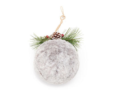 Gray Fur Jumbo Ball Ornament