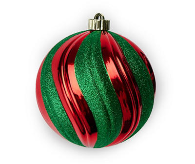 Red & Green Glitter Jumbo Shatterproof Ball Ornament