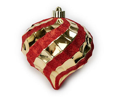 Gold & Red Glitter Jumbo Shatterproof Onion Ornament