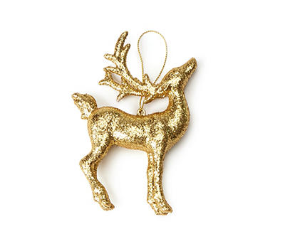 Gold Glitter Deer Ornaments, 4-Pack