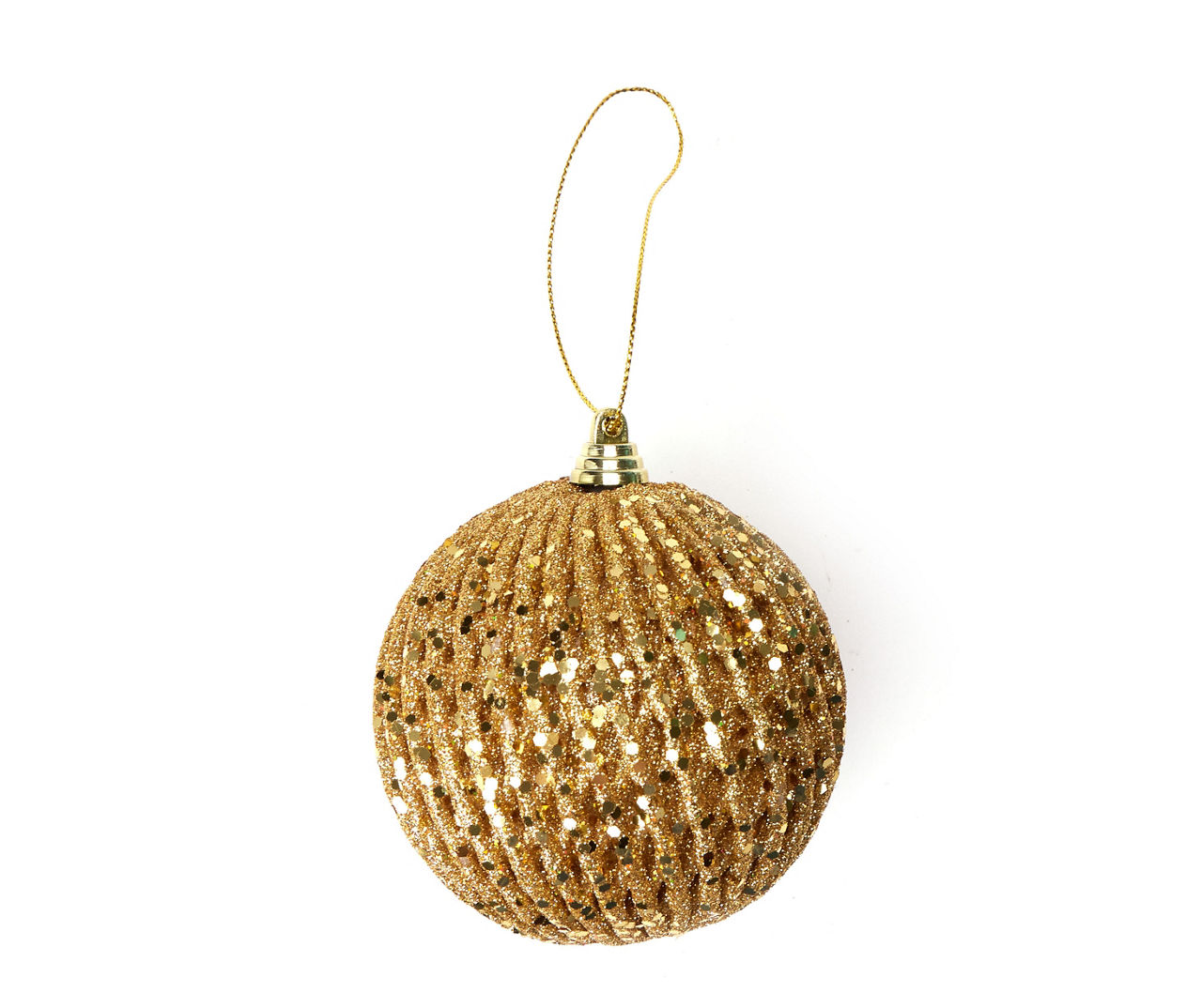 Gold Glitter Ball Ornaments, 4-Pack