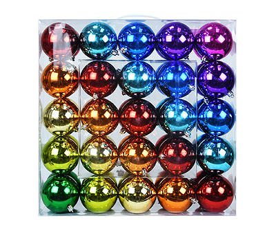 Shiny Rainbow 50-Piece Shatterproof Plastic Ornament Set