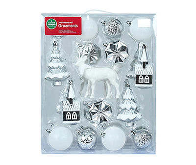 Silver & White Seasonal Icon 30-Piece Shatterproof Plastic Ornament Set