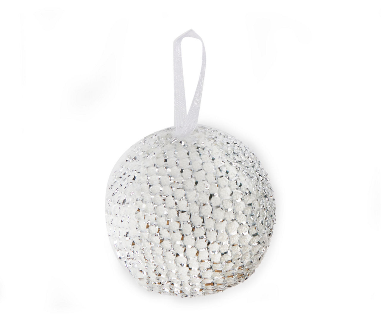 Silver Net Fabric Ball Ornaments, 6-Pack