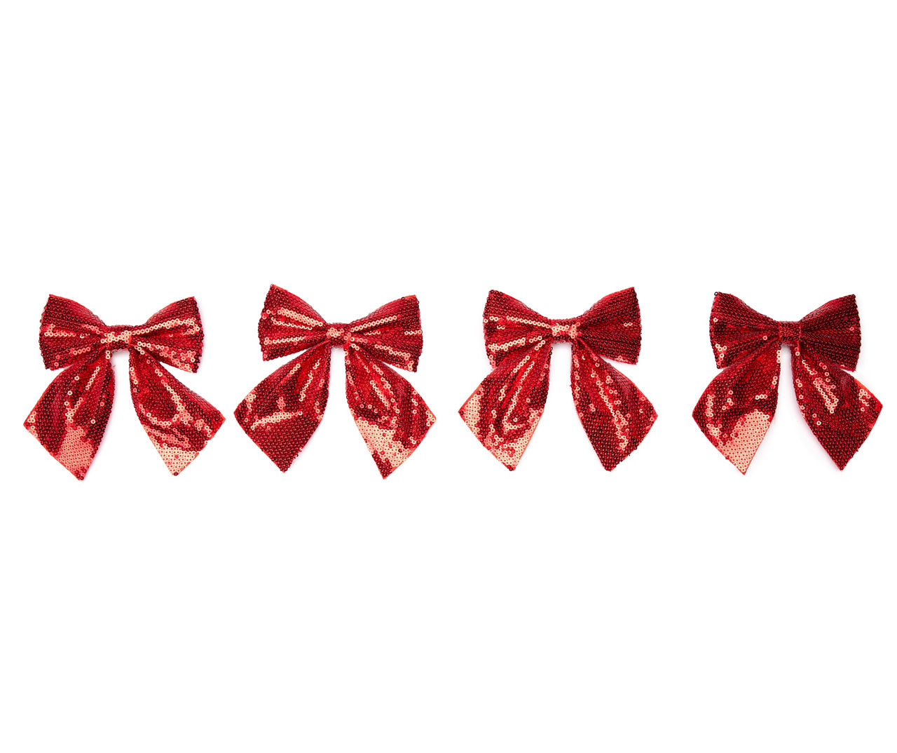 Red Sequin Bow Ornaments, 4-Pack