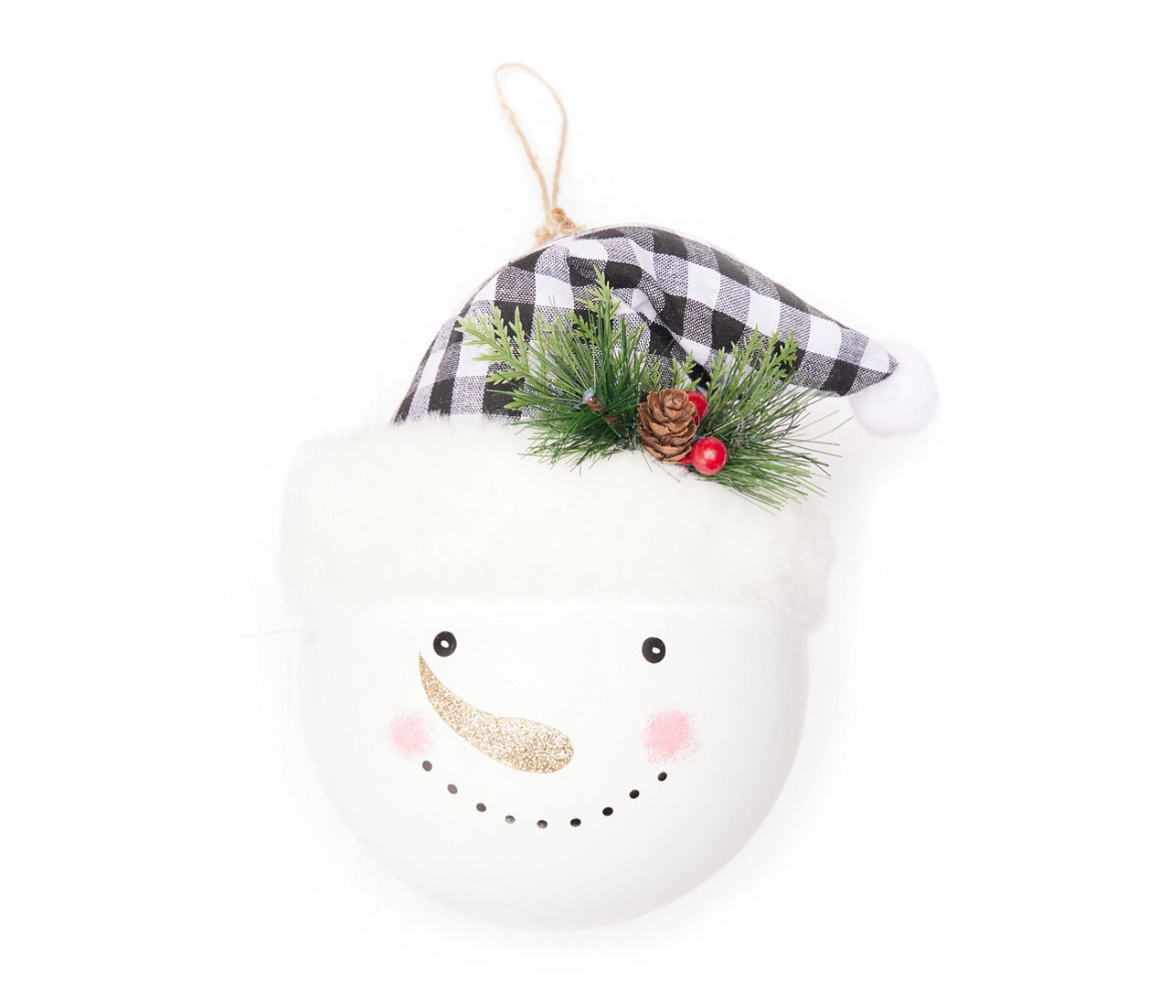 Winter Wonder Lane White Buffalo Check Hat Snowman Jumbo Ornament Big