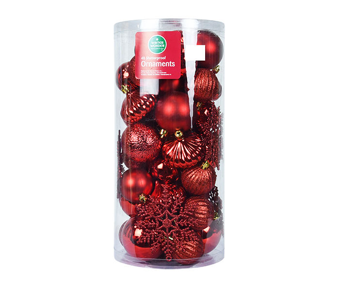 Red 40-Piece Shatterproof Ornament Set