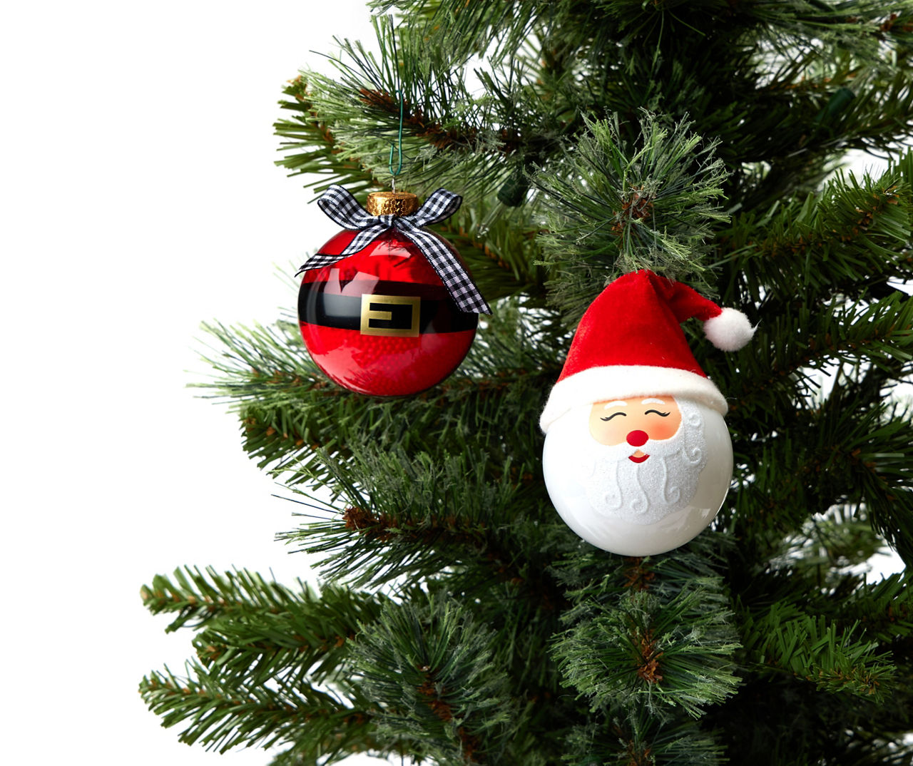 Santa & Belt Ball Glass Ornaments, 8-Pack