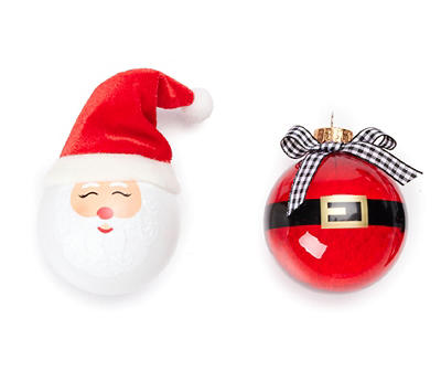 Santa & Belt Ball Glass Ornaments, 8-Pack