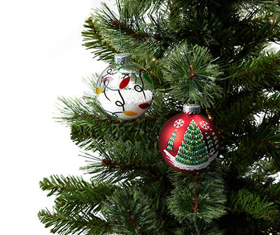 Light Bulbs & Tree Ball Glass Ornaments, 8-Pack