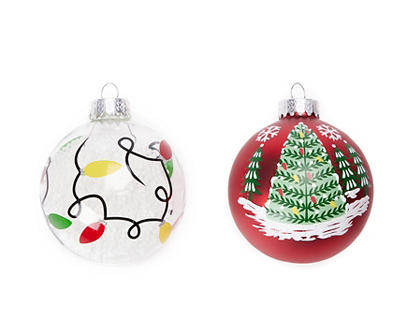 Light Bulbs & Tree Ball Glass Ornaments, 8-Pack