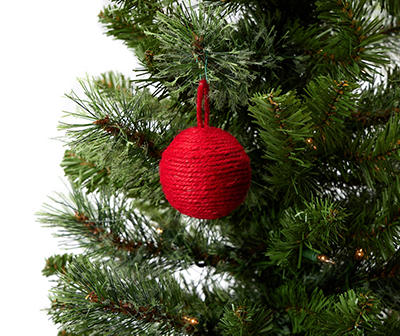 Red Hemp Rope Ball Ornaments, 6-Pack