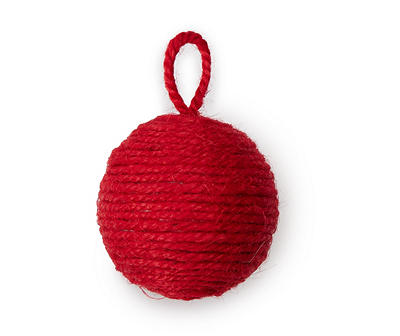 Red Hemp Rope Ball Ornaments, 6-Pack