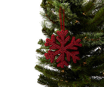 Red Bling Snowflake Ornaments, 4-Pack