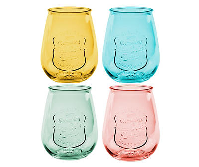 "Ice Cold Drink" Assorted Stemless 4-Piece Glassware Set