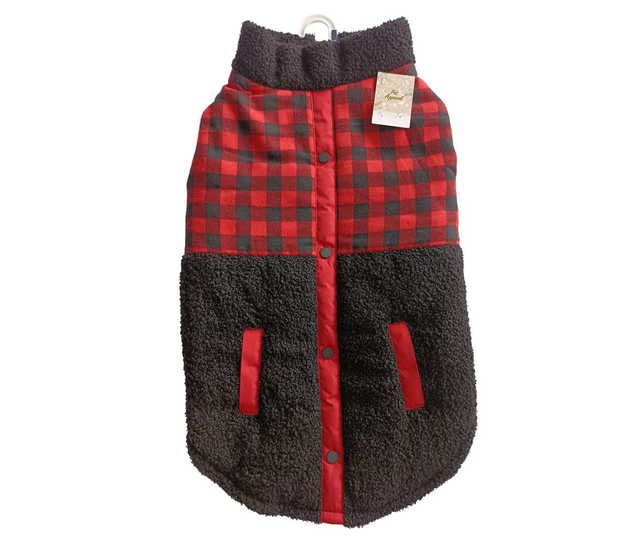 Pet X-Large Red & Black Plaid Sherpa Coat