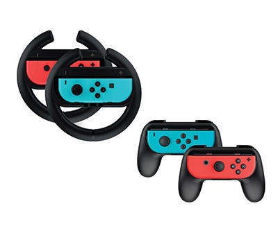 4-Piece Wheel & Controller Grip Set for Nintendo Switch Joy Con