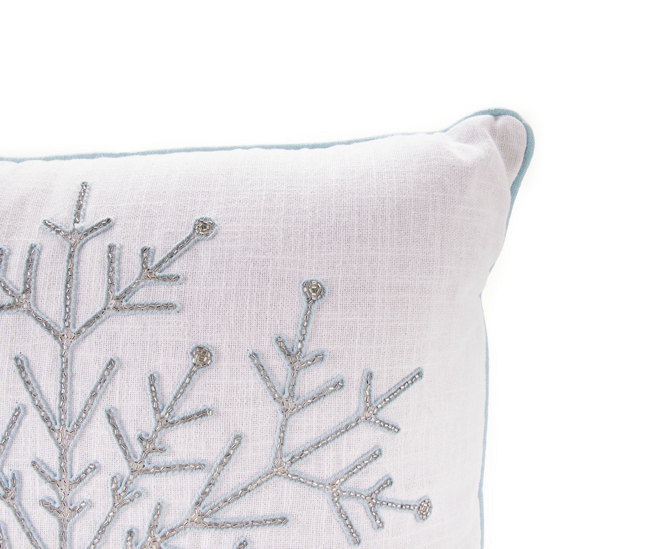 Broyhill Ivory & Silver Embellished Snowflake Embroidered Square Throw  Pillow