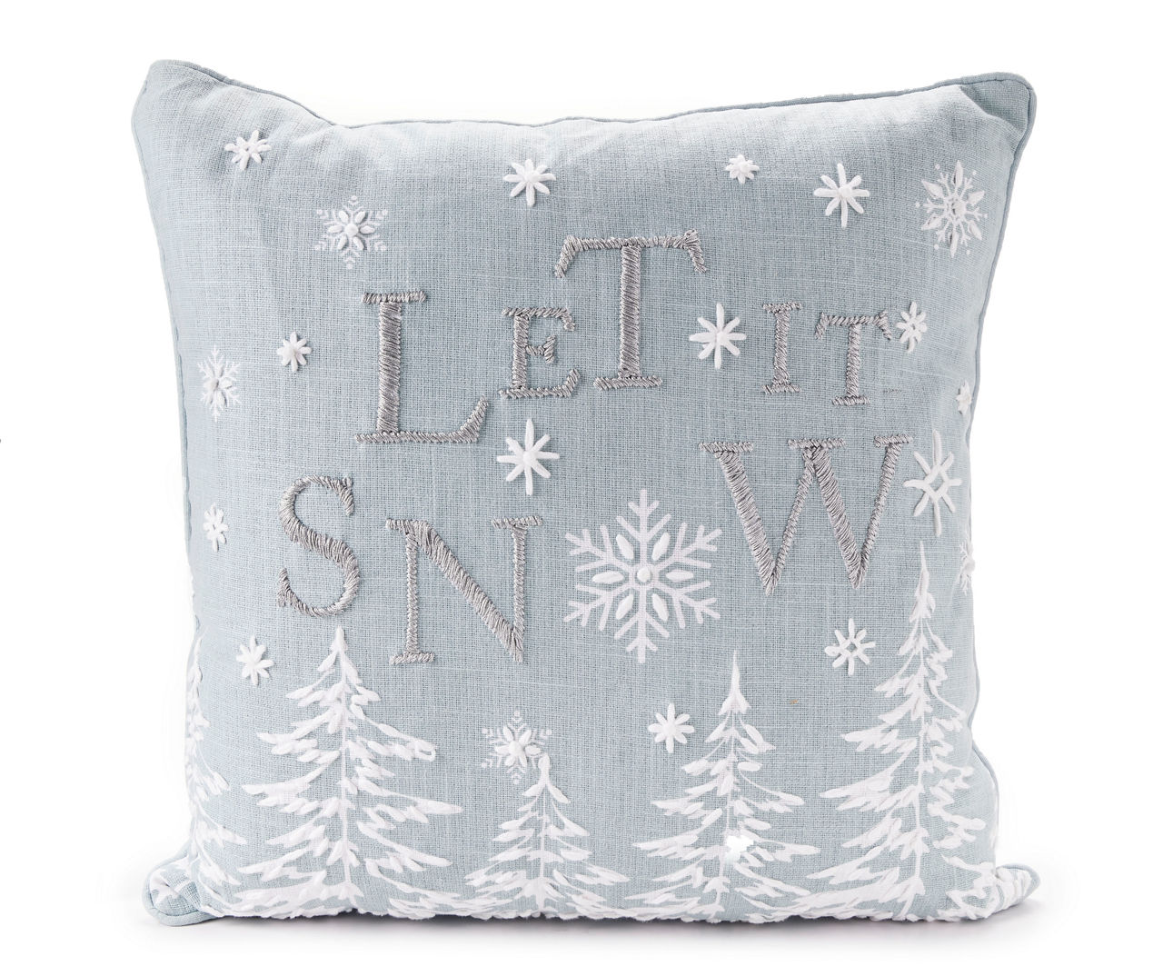 Broyhill Ivory & Silver Embellished Snowflake Embroidered Square Throw  Pillow