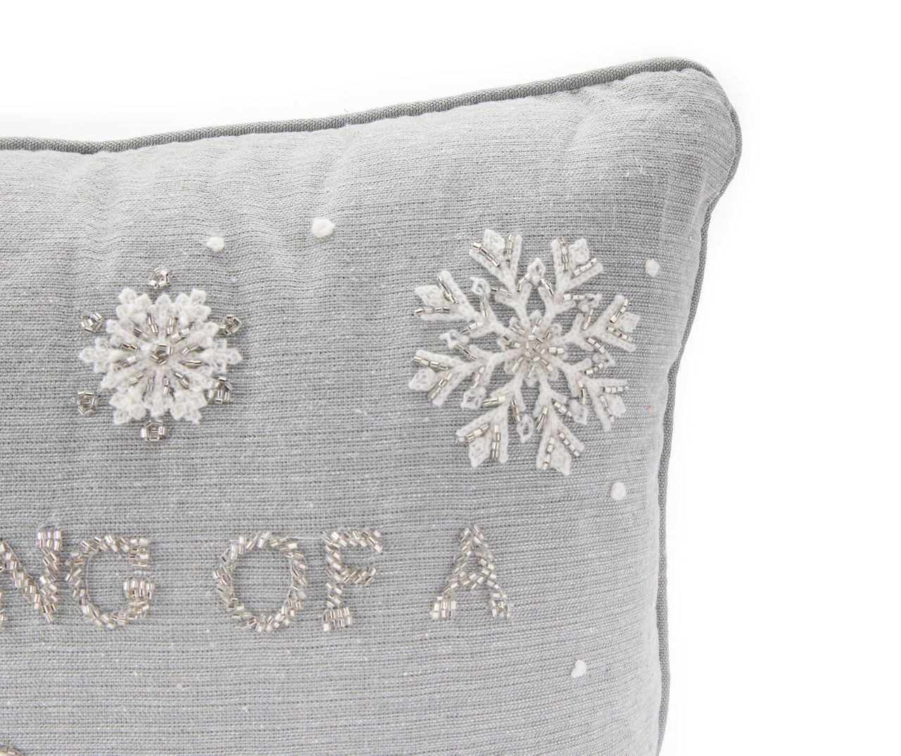 Broyhill Ivory & Silver Embellished Snowflake Embroidered Square Throw  Pillow