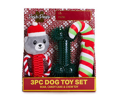 Red Holiday 3-Piece Dog Toy Set
