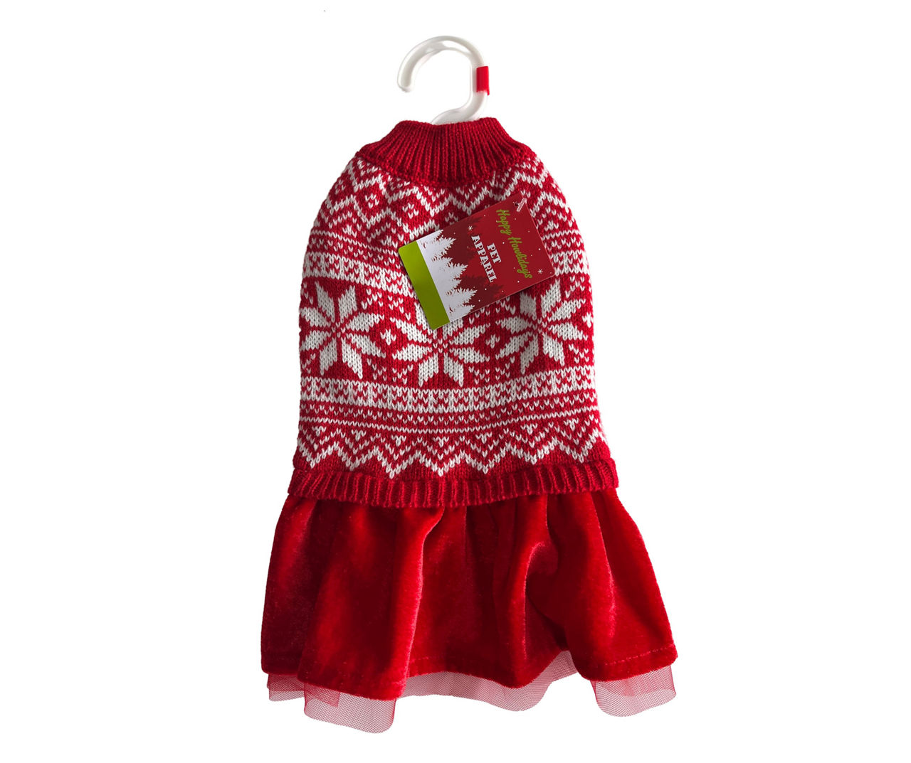 Pet X-Small Red & White Snowflake Fair Isle Sweater Dress