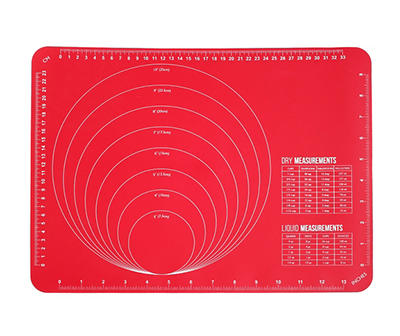 Red Silicone Measurements Baking Mat, (15