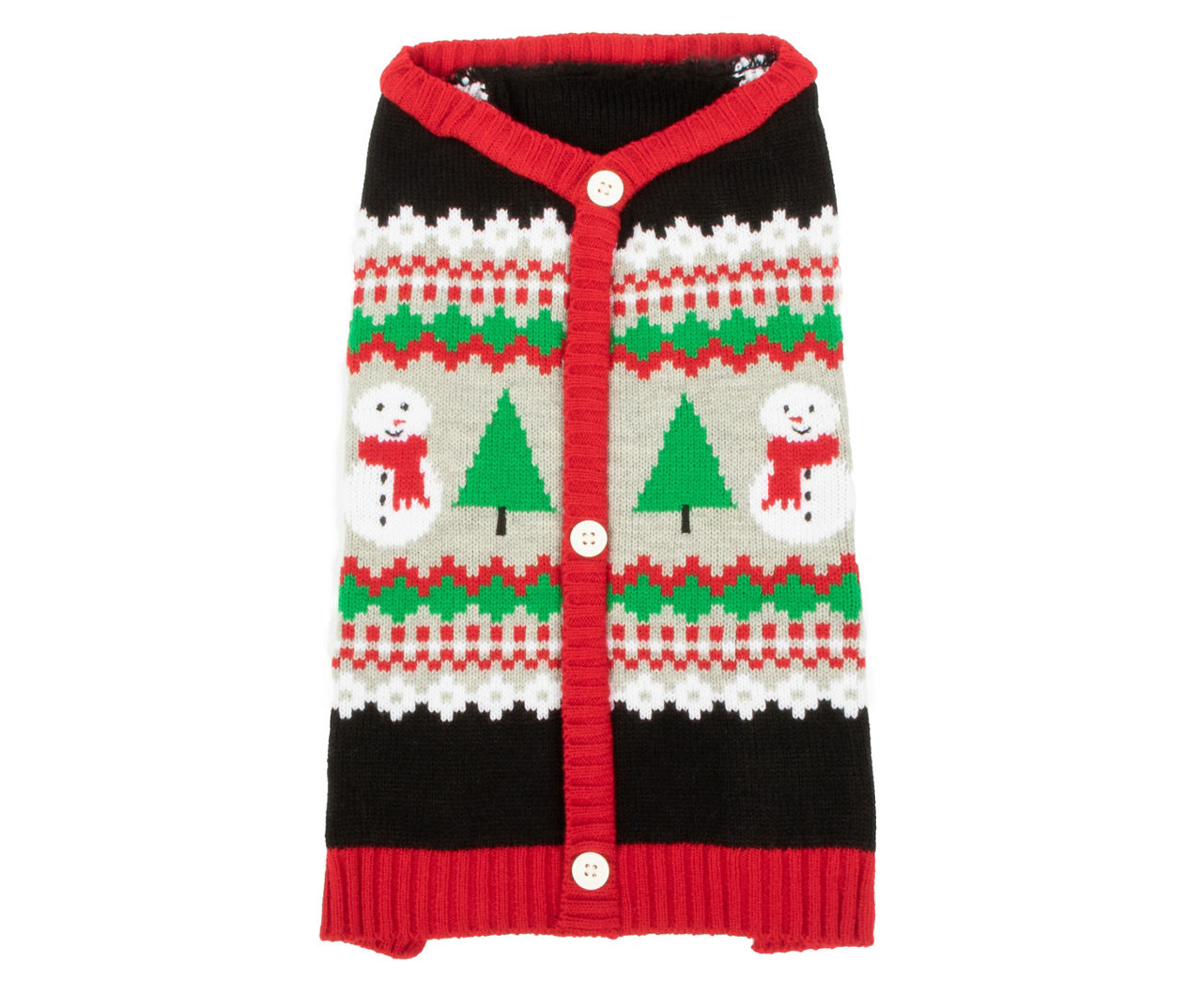 Pet Small Black & Red Snowman Fair Isle Sweater