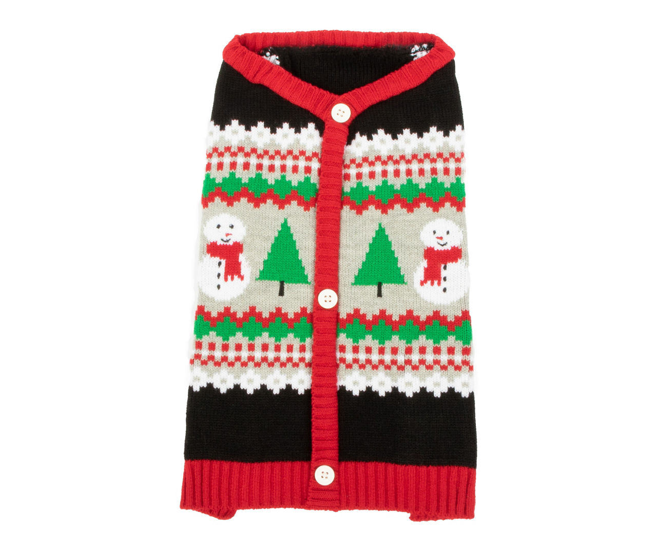 Pet Medium Black & Red Snowman Fair Isle Sweater