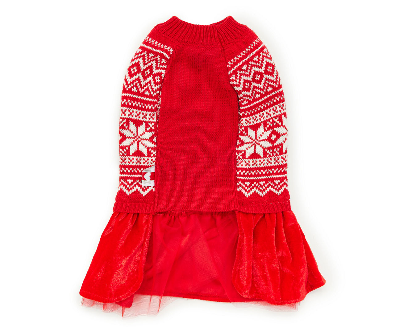 Pet Medium Red & White Snowflake Fair Isle Sweater Dress | Big Lots