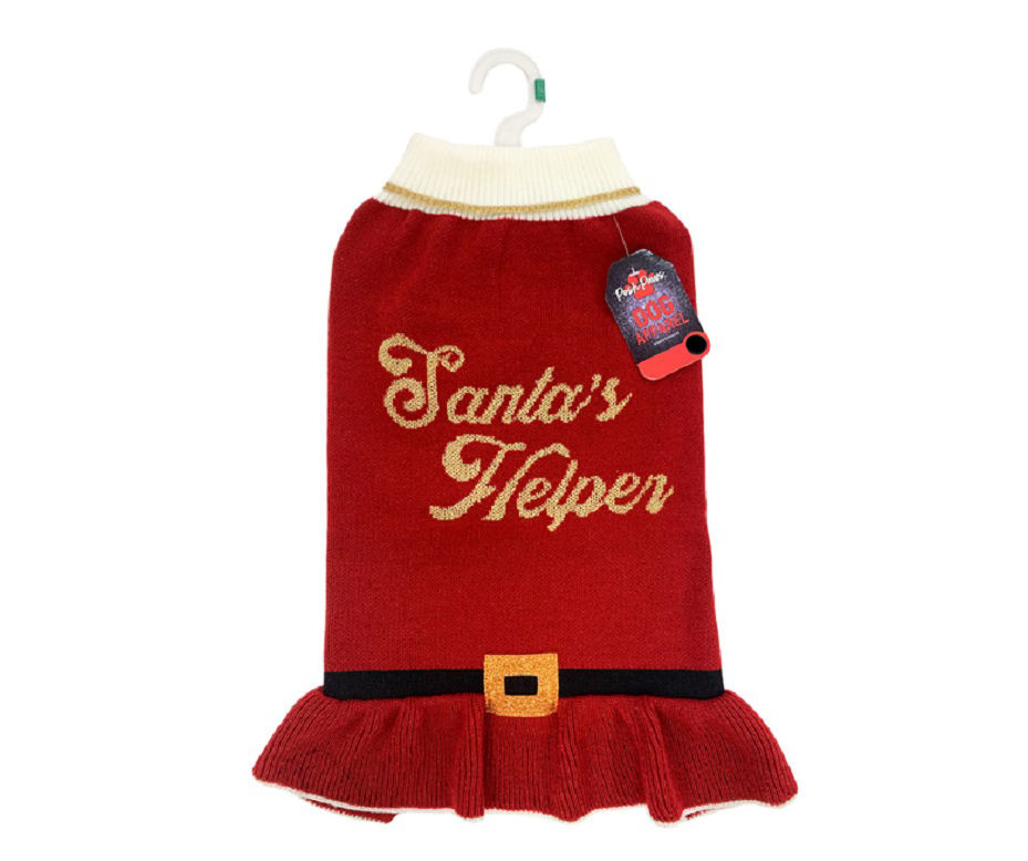 Pet Large "Santa's Helper" Red Sweater Dress