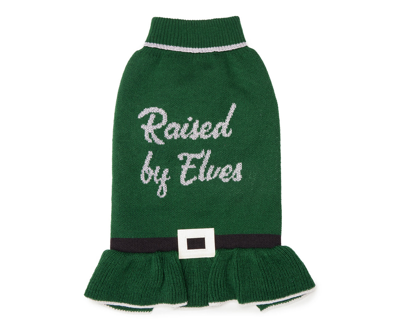 Pet Medium "Raised By Elves" Green Sweater Dress