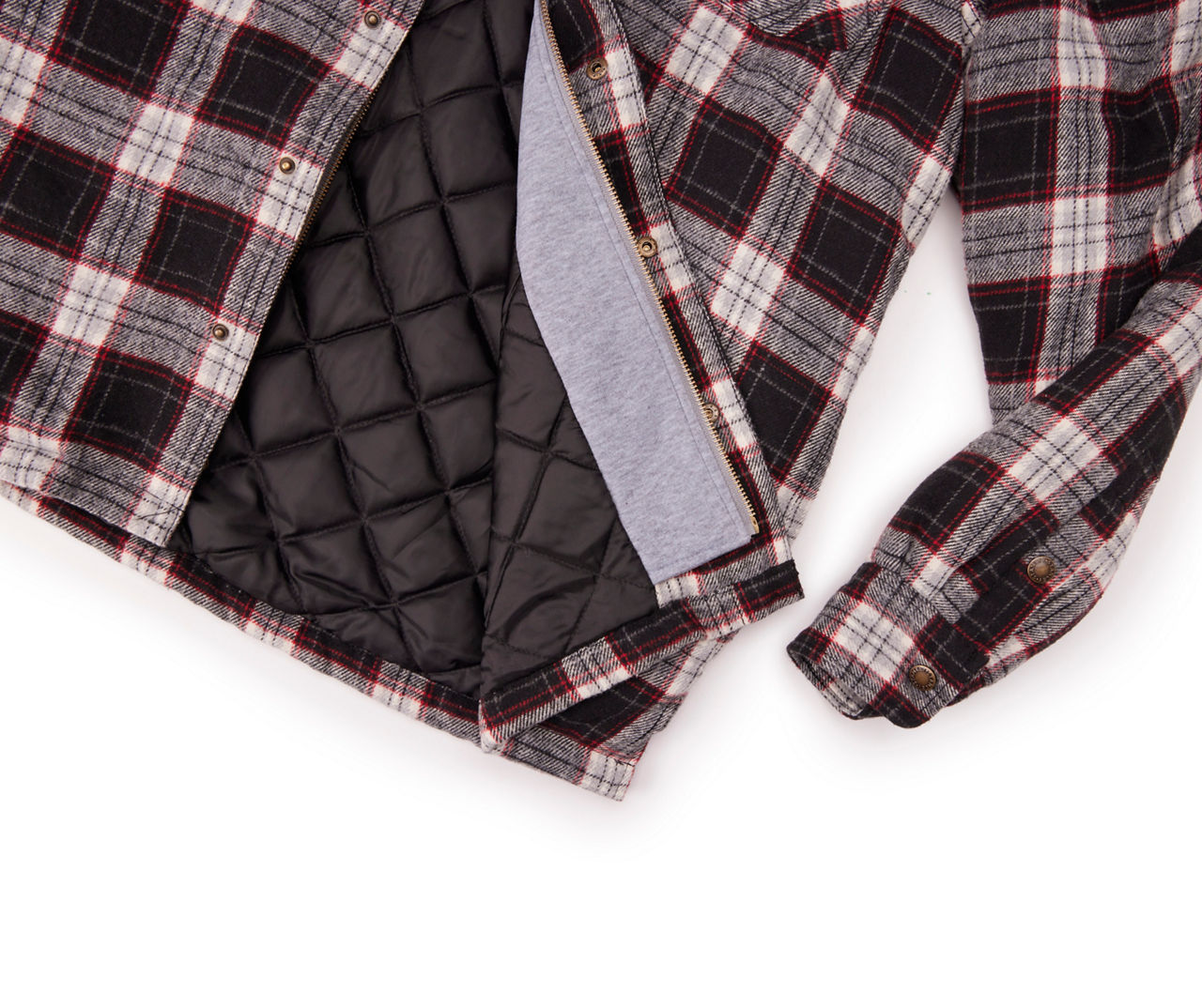 Stanley Men's Black, Gray & Red Plaid Hooded Shacket