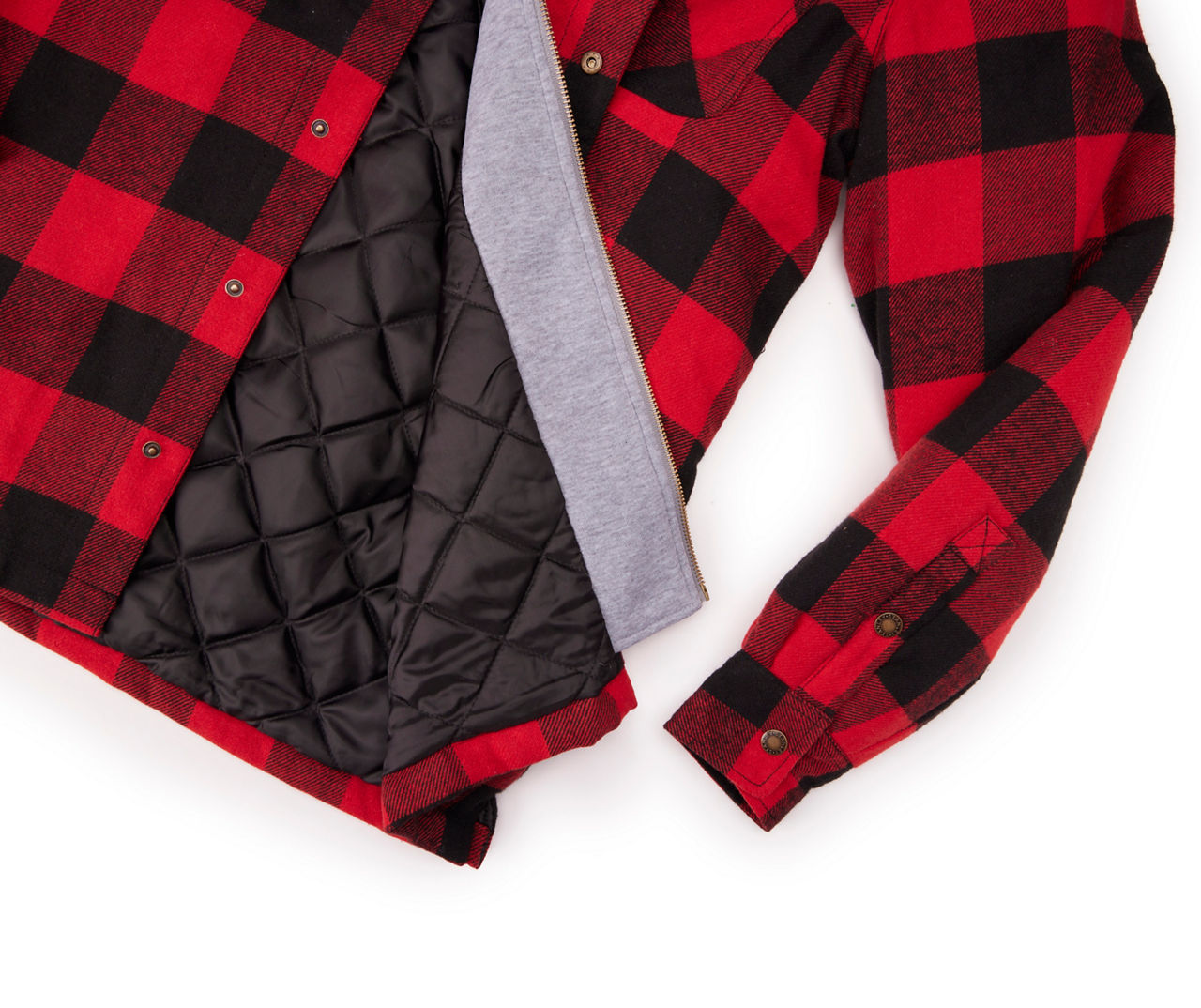 Stanley Men's Black, Gray & Red Plaid Hooded Shacket