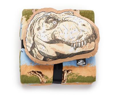 Green & Tan Dinosaur Nogginz Pillow & Plush Blanket Set
