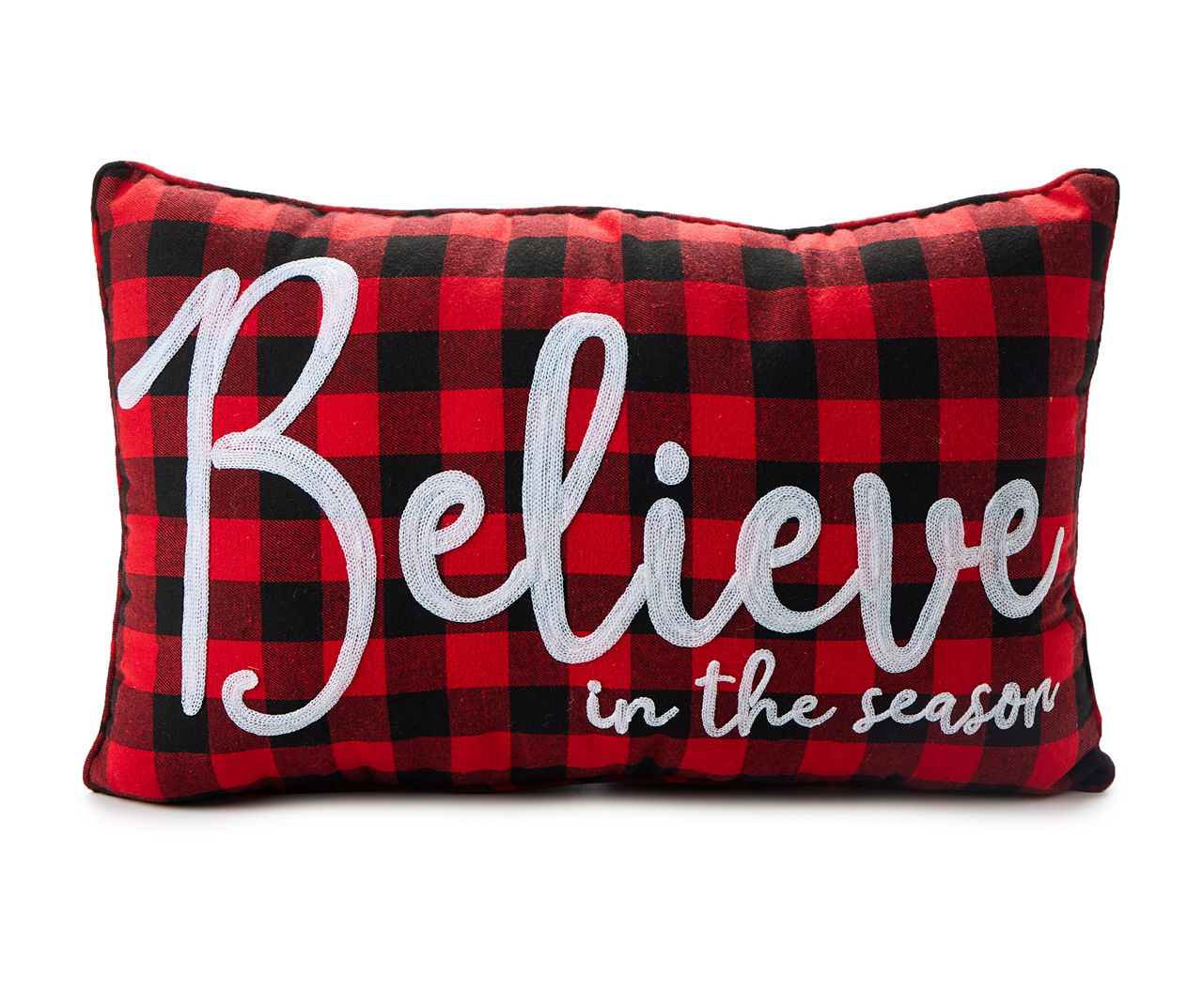 Disney Pillow, Buffalo Plaid, Christmas, Red and Black, Disney