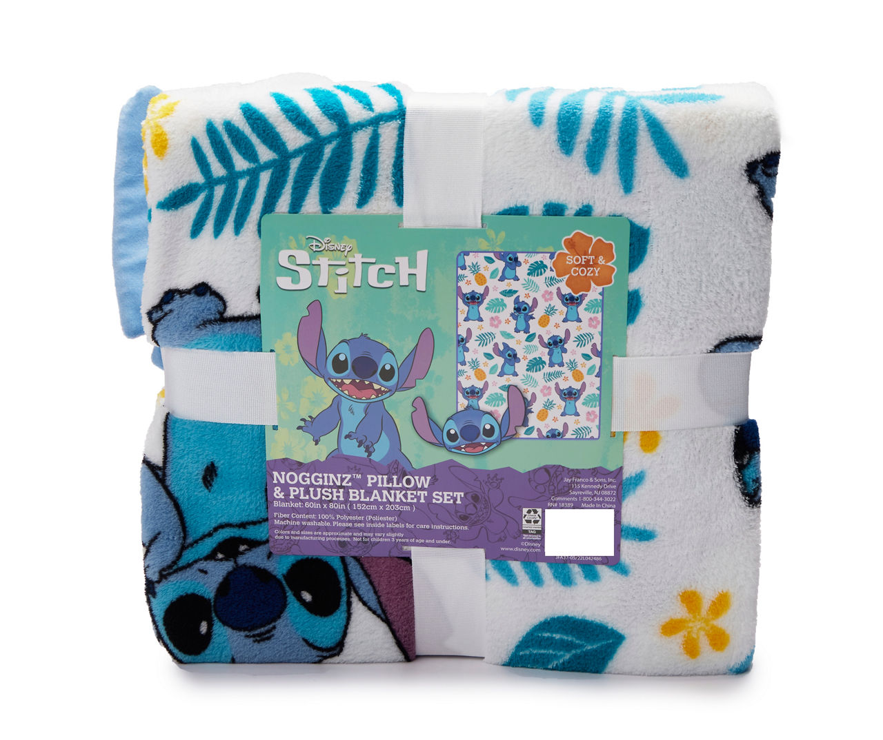 Disney Lilo & Stitch Blue Stitch Palm Nogginz Pillow & Plush Blanket ...
