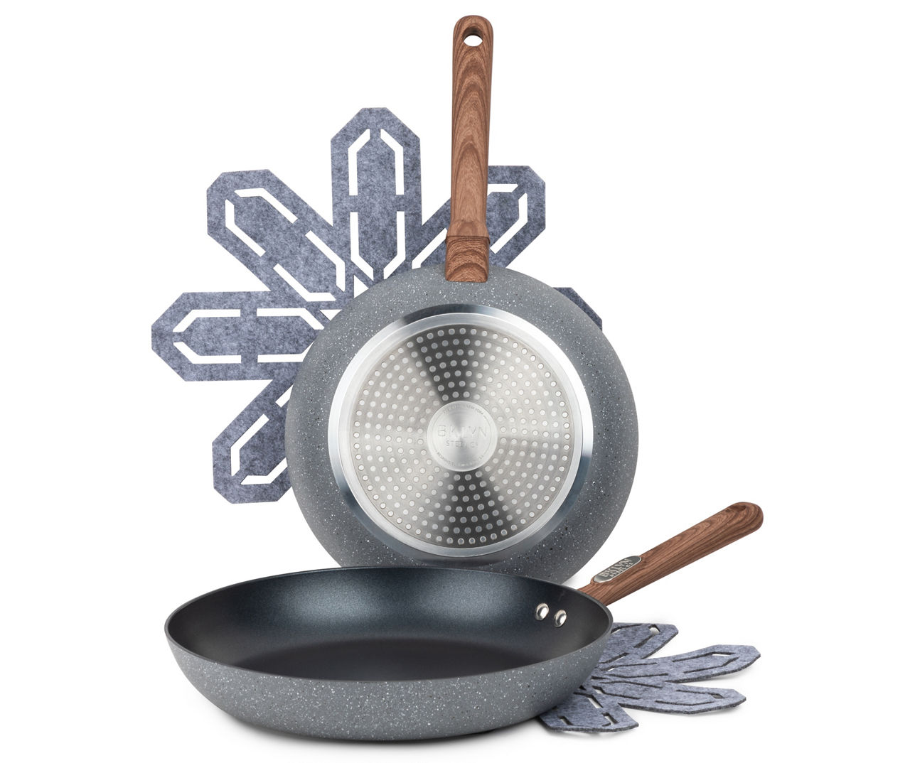 Tognana Wood & Stone Gray Metallic Frying Pan Set (2-Piece