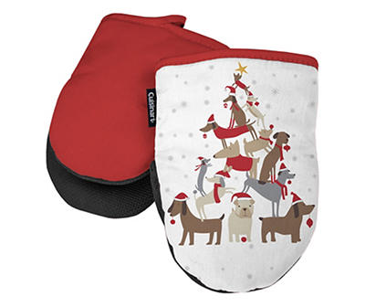 Cuisinart White & Red Christmas Pups Mini Oven Mitts, 2-Pack