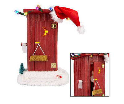 8" Santa Clause in Outhouse Animated Decor