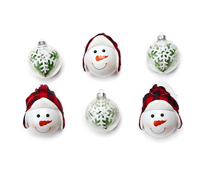 Snowman & Snowflake Glass Ornaments, 8-Pack