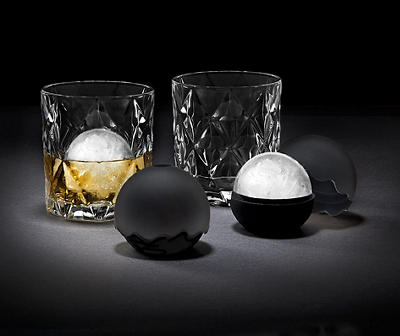 Blaine 4-Piece On the Rocks Glasses & Black Sphere Ice Mold Set