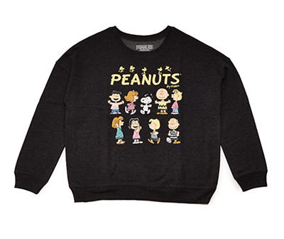 Peanuts Women's Charcoal Heather Peanuts Friends Fleece Sweatshirt