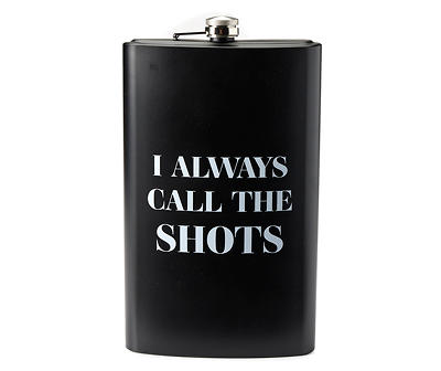 "Call the Shots" Black Stainless Steel Flask, 64 oz.