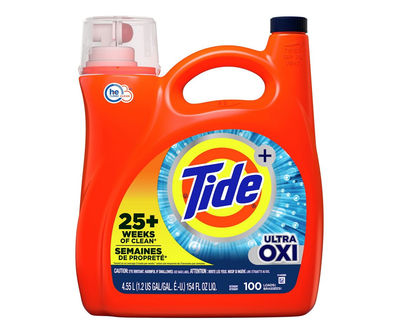 Tide Tide Ultra Oxi Liquid Laundry Detergent, 100 Loads, 154 Fl Oz, HE ...