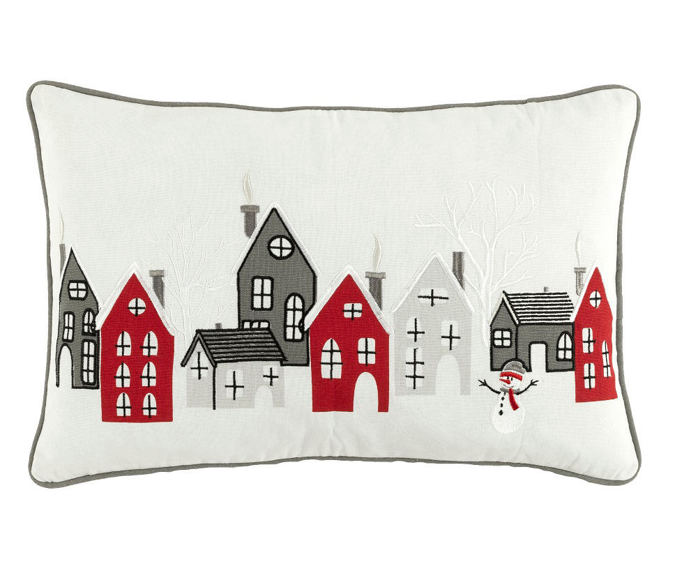 Winter Wonder Lane Red & White Embroidered Snowflake Throw Pillow