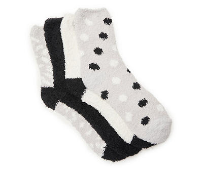 Gray & Black Leopard Print 4-Pair Fuzzy Socks Set