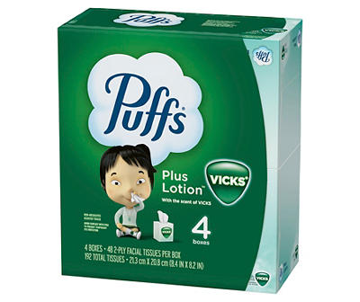 Plus Lotion with the Scent of Vick's Facial Tissues, 4-Pack